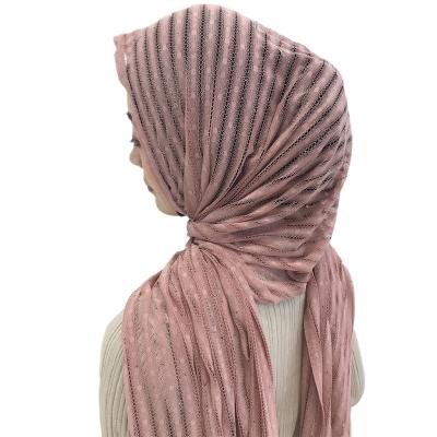 China Wholesale Women Chiffon Muslim Scarf Chiffon Two Layer Net Material Cavity Diamond Hijab Hijab for sale