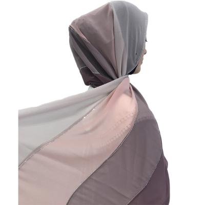 China New Chiffon Women Scarf Diamond Long Scarf Muslim Hijab Splice Shawls for sale