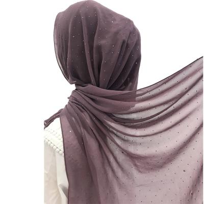 China New Chiffon Women's Scarf Women's Chiffon Shawls Splice Gypsophila Diamond Long Scarf Muslim Hijab for sale