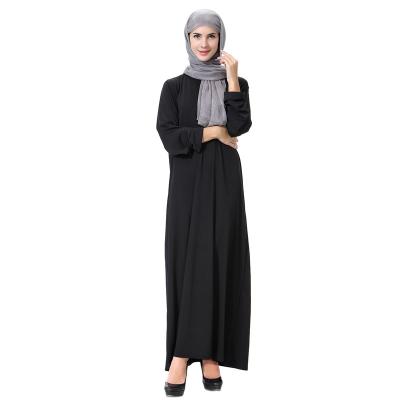 China Wholesale Simple Solid Daily Casual Formal Stain Colored Black Islamic Women And Muslim Ladies Clothing Long Abaya Dress for sale