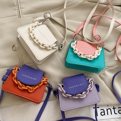 China Fashion Ladies 2021 Youth Women Handbags Soft Cross Simple - Mini Casual Bags Acrylic Chain Single Shoulder Body Bag for sale