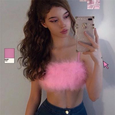 China 2021Manufacturer High Quality new QUICK DRY ECO-friendly pink feather crop tops clothing women camisole plus size clothing for sale