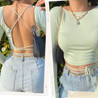 China Sexy Solid Backless Women's Anti-Pilling Backless Top Summer Backless Top Clothing for sale