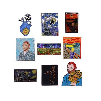 China Europe Art Figures Van Gogh Oil Painting Pin Brooches Clothes Backpack Enamel Pin Cap Collar Hat Badge Lapel Pins Gifts Free Shipping for sale