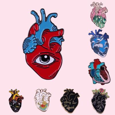 China Europe Organ Medical Heart Enamel Pin Gothic Art Doctor Nurse Jewelry Gifts Pin Badges Pin Anatomy Metal Brooches Awareness for sale