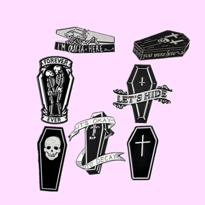 China Europe Dark Punk Funny Coffin Enamel Pins Forever Couple Pin Wholesale Brooches Clothes Hat Pin Badges Gothic Lapel Backpack for sale