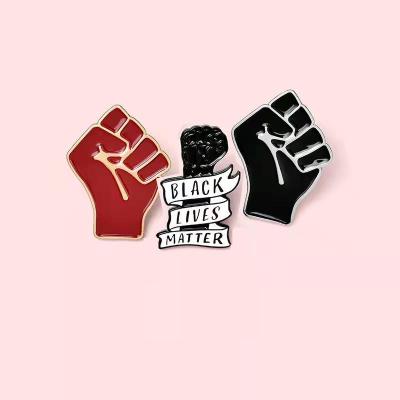 China Europe Black Red Power Raised Fist Pins Unity Brooches Solidarity Symbol Pin Jewelry Black Lives Matter PinsMen Women Wholesale for sale