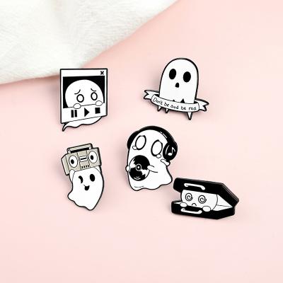 China Europe Cute Happy Singing Music Boo Lapel Enamel Pins Punk Ghostly Characters Pin Brooch Pin Badges Halloween Kids Horror for sale