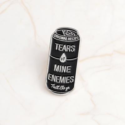 China Europe Tears Extract Enemies Black Can Enamel Pin Badge Button Lapel Pin jeans clothes icons brooches pin punk for sale