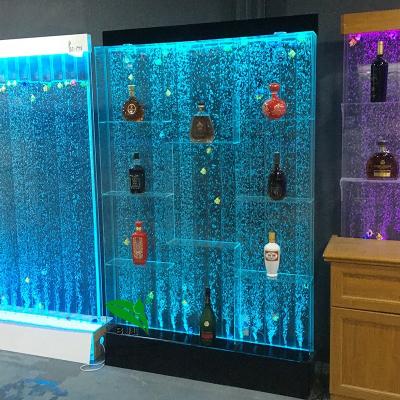 China Modern Home Furniture (Others) Adjustable Poplar Led Glowing Water Bubble Wall Wine Bar Display Cabinets for sale