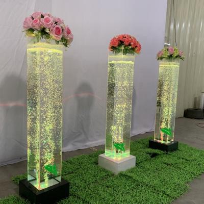 China Minimalist Multi Color Decorative Lighting Wedding Led Square Water Bubble Column Pillars for sale