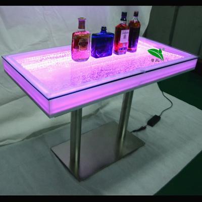 China Modern Night Club Furniture Aquarium Water Bubble Table Top Led Light Wine Bar Table for sale