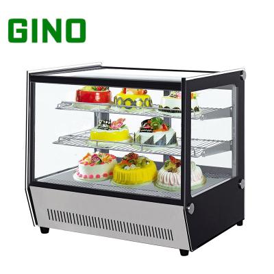 China Single-temperature refrigeration equipment cake showcase countertop refrigerator bakery showcase glass display for sale