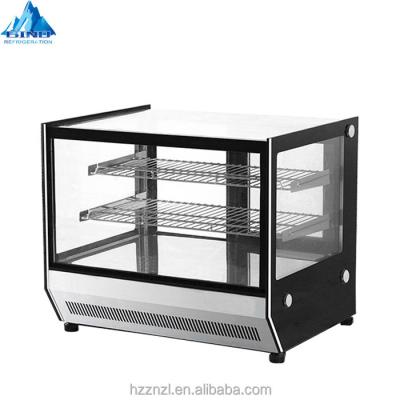 China Hot Showcase 108l/150l/202l Square Single-temperature Table Top Display Food Showcase Glass Heating Cabinet for sale