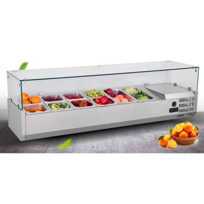 China Single-Temperature Salad Counter Commercial Refrigerator Refrigeration Equipment Pizza Chiller Showcase for sale