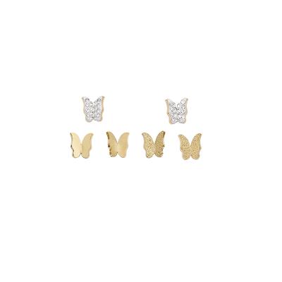 China 2022 New Vintage Fashion Styles Various Trend Jewelry For Women Butterfly Series 14K Gold Plated Titanium Steel Stud Earring for sale