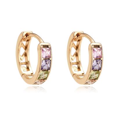 China CLASSIC unique design colorful diamond 18K gold plated circle earrings for party essential earrings for sale