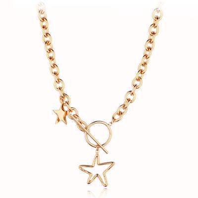 China New Retro Style Simple Fancy Cute Star Thick Chain Design Cool Pendant Hip Hop Necklace For Women for sale