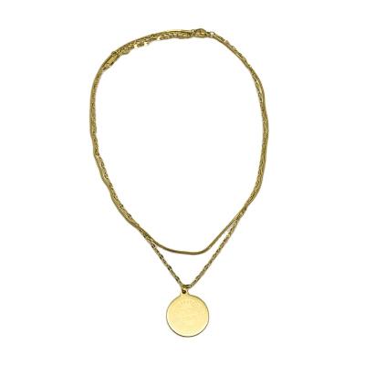 China CLASSIC Classic Jewelry Royal Elegant Vintage Queen Pesos Coin Pendant 14K Gold Plated Stainless Steel Necklace For Women for sale