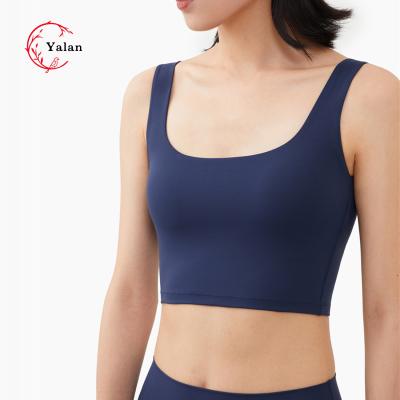 China 2022 New Workout Breathable Apparel Spandex U Back Nylon Vest Sports Bra Top For Women for sale