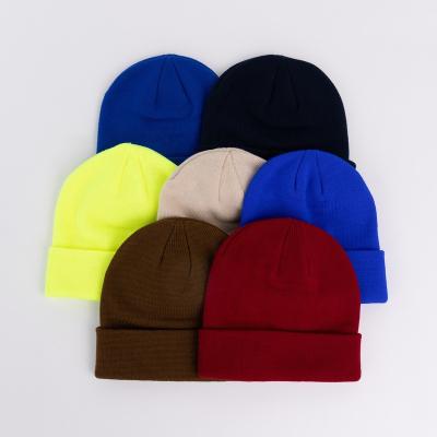 China Eco-Friendly Mens Womens Unisex Double Layers Leather Patch Logo Knit Hat Customized Embroidery Woven PU Beanies Single Layers Warm Solid Blank for sale