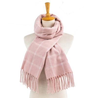 China Custom winter pashmina unisex cashmere tartan feel shawl grid checks fringe rose polyester winter cover up scarf for sale