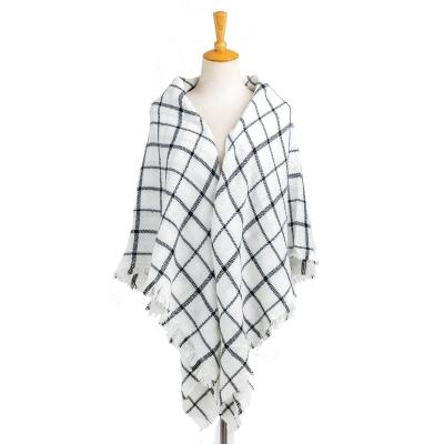 China 100% Acrylic Spring Custom Accessory Unisex Fringe Checks Grid Tartan Pashmina Windowpane Beach Headwear Blanket Warm Scarf Shawl for sale