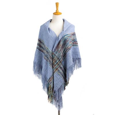 China lilac fringe pashmina window pane beach headwear striped warm scarf shawl 25%acylic/75%polyester wholesaler women accessory for sale