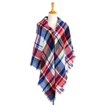 China Multi Light Tartan Checks Fringe Women Pashmina Windowpane Beach Headwear Blanket Scarf Shawl Warm Acrylic Grid Accessory for sale