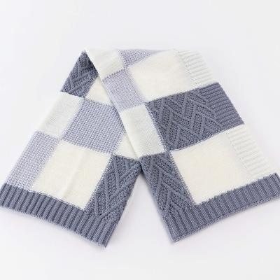 China Soft Couch Crib Car Wellness Anti-pilling Textured Plaid Durable Mulit Braided Crossknit Cable Wraps Breathable Kids Color Block Blanket for sale