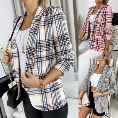 China Autumn Winter Clothes Color Plaid New QUICK DRY Printing Long Sleeve Jacket For Women for sale