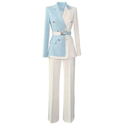 China Custom Made Or Ready To Ship New Fashion Baby Blue Slim Fit Double Breasted Hot New Fashion Baby Blue Blazer Ladies Women Anti-wrinkle Custom Made Or Ready To Ship for sale