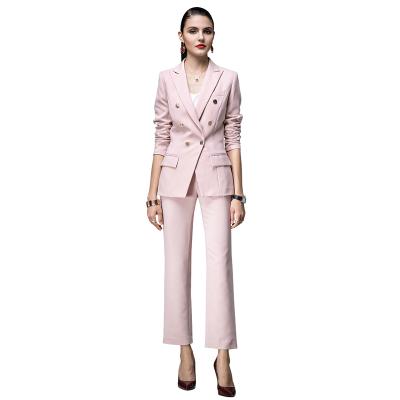 China Anti-Wrinkle 2 Piece Set Women Pant Suits Office Lady Work Wear Formal Female Style Single Breasted Blazer With Pants for sale