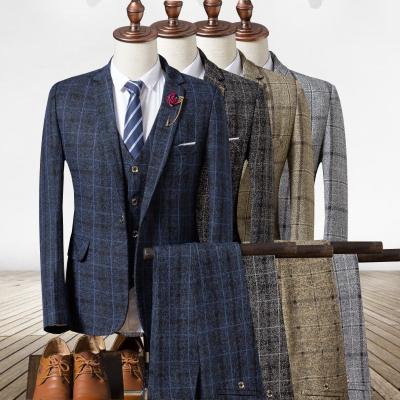 China Anti-Wrinkle Navy Blue Mens Suit Check Suits For Mens Mens Suits British Italian Slim Plaid Casual for sale