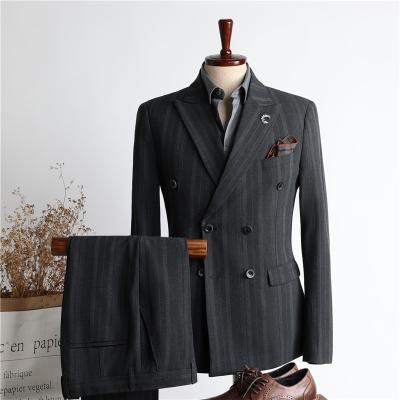 China Anti-Wrinkle Suit With Double Breasted Vest Black For Men S Elegant Formal Men'S Woolen Three Piece Regular Suits for sale