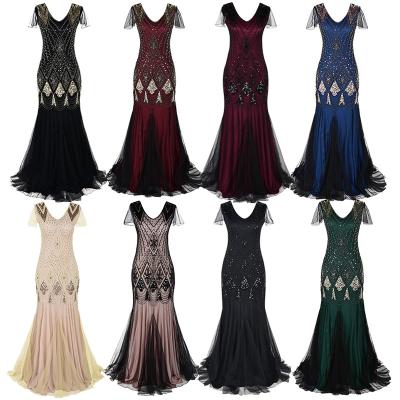 China Anti-Static High Quality Even Dresses Women Lace Up Sequin Vintage Elegant Wedding Even Dresses for sale