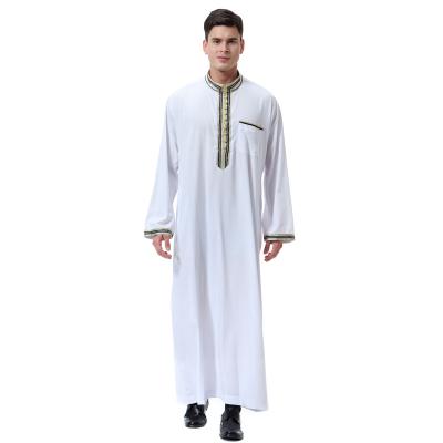 China Islamic Muslim Hot Sale Fashion Middle East Style Middle East Abaya Long Splicing Robe For Men Solid Color Loose To Wear for sale