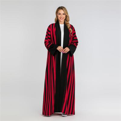 China Women's New Muslim Cardigan Factory Price Stripe Design Long Sleeve Simple Cardigan Women's Muslim Abaya for sale