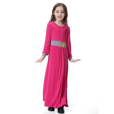 China Wholesale High Quality Cute Arab Middle East Southeast Asian Abaya Dress Factory Stain Children's Clothing Girl's Islamic Girl Kids Dress Muslim Kids Clothing for sale