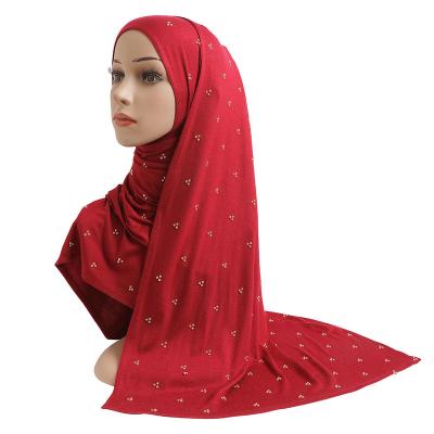 China Cotton Mercerized Cotton Full Body Nail Beads Top Fashion Wholesale Instant Cotton Solid Colors Sale Muslim Headscarf for sale