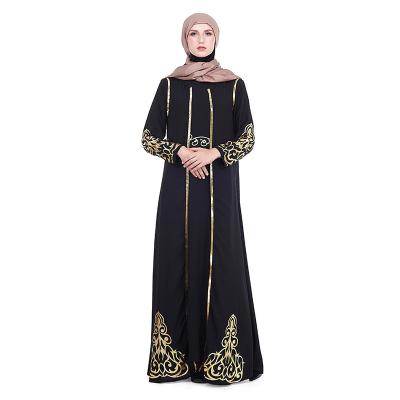 China Hot Selling Muslim Embroidery Middle East Beaded Long Sleeve Dress Women 2021 New Styles Dubai Classic Fashionable Elegant Abaya Women's Muslim Dresses for sale