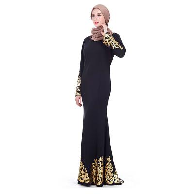 China Wholesale Cheap Muslim Long Dress Abaya Stain Fashion Classic Loose Suntan Embroidery Ladies Design Muslim Abaya For Muslim Wear for sale