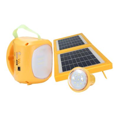 China Yellow USB Solar Camping Lantern Solar Light 5 Modes Portable Solar Lantern for sale