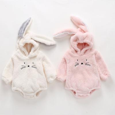 China Custom Comfotable Printing Thickened Crawling Hooded Long Sleeve Cute Baby Sweater Rompers for sale