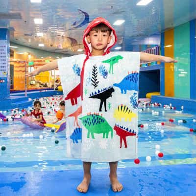 China QUICK DRY Cartoon Animal Printed Kids Blanket Hooded Microfiber Kids Beach Towel for sale