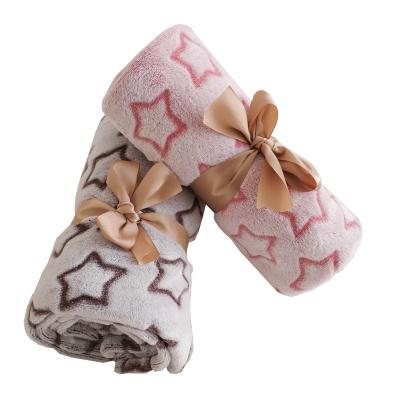 China 2022 New Anti-Static Blanket Soft Skin Throws Friendly Star Printed Baby Woolen Blanket for sale