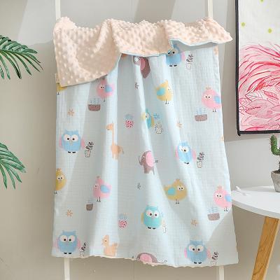 China PORTABLE Good Quality Double Layer Super Soft Print Minky Dot Fabric Baby Blanket for sale