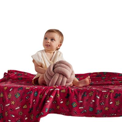 China Sustainable Christmas Soft Cot Polyester Fleece Kinted Wrap Baby Flannel Throw Blankets For Winter for sale