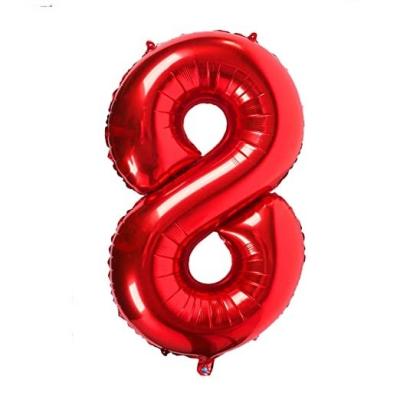 China Party Foil Mylar Helium Number Digital Balloons Birthday Mylar Digital Balloons Red Birthday Party for sale