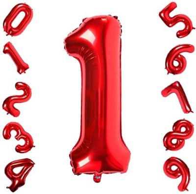 China Party Foil Mylar Helium Number Digital Balloons Birthday Mylar Digital Balloons Red Birthday Party for sale